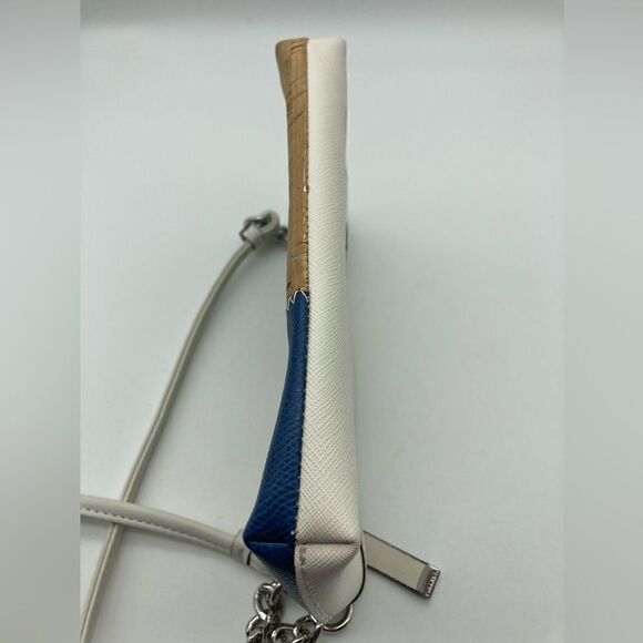 Calvin Klein Saffiano Cork Patchwork Crossbody Blue/Tan Color - Picture 7 of 9